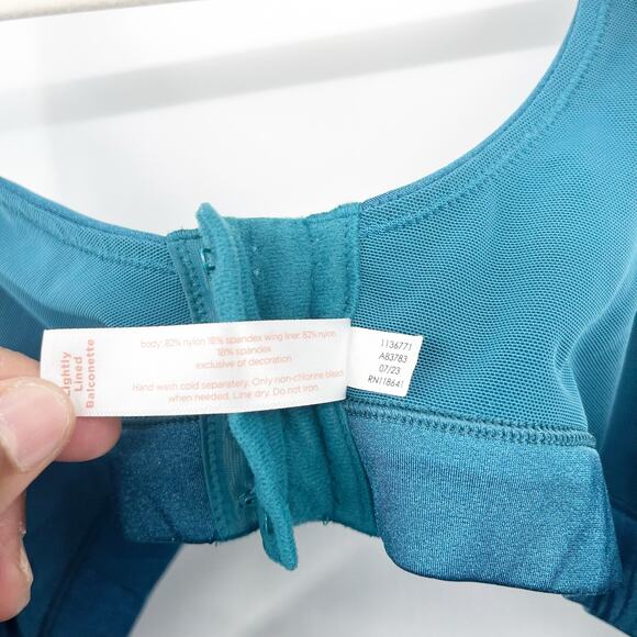 Cacique Lane Bryant‎ Womens Smooth Lightly Lined Balconette Bra Size 42F Teal - Picture 3 of 6